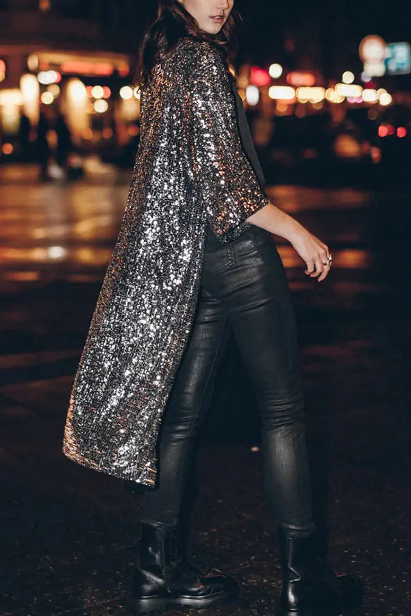 Kimono-Strickjacke mit Pailletten für Frauen