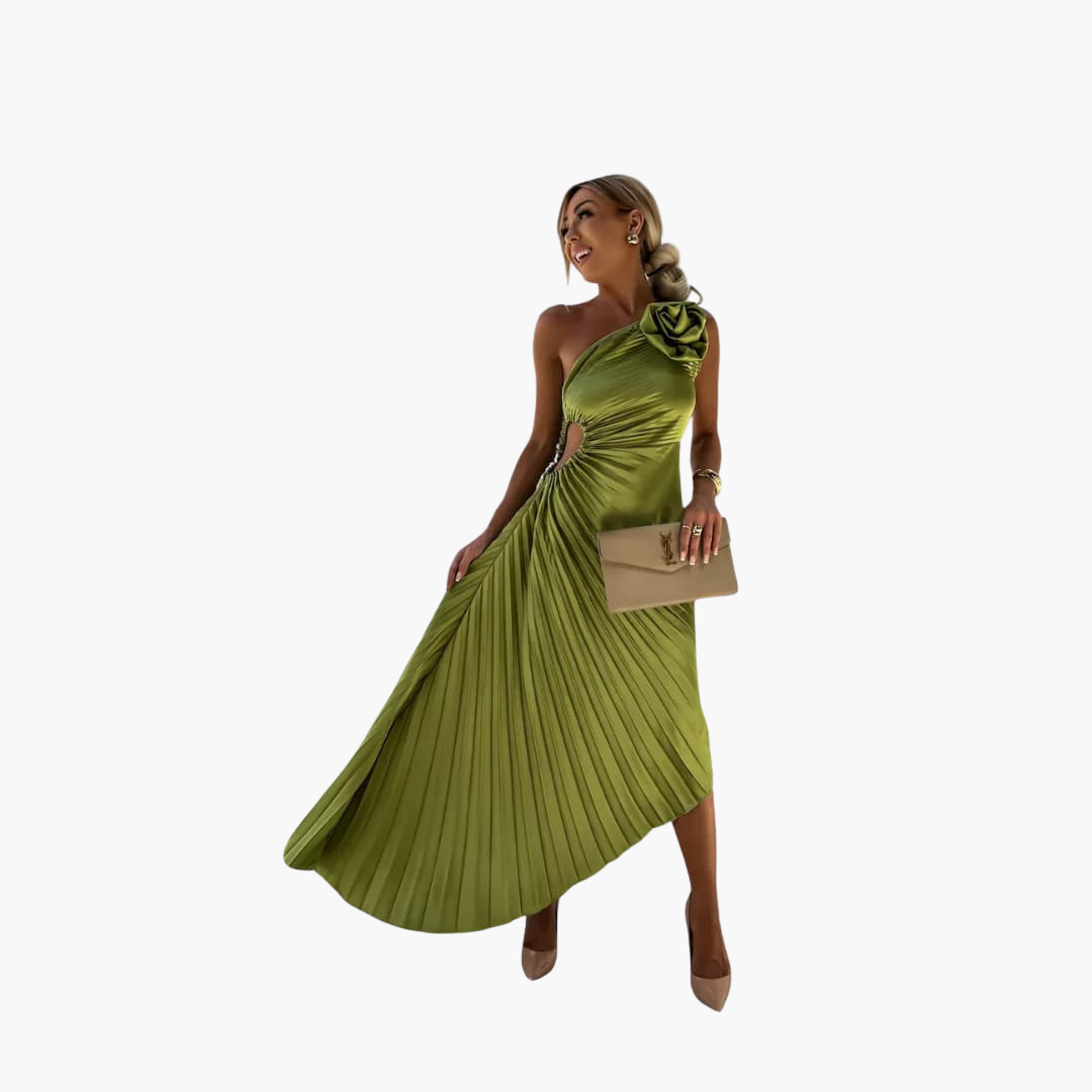 Romantisches Midikleid für Damen – 3D Blumenapplikationen