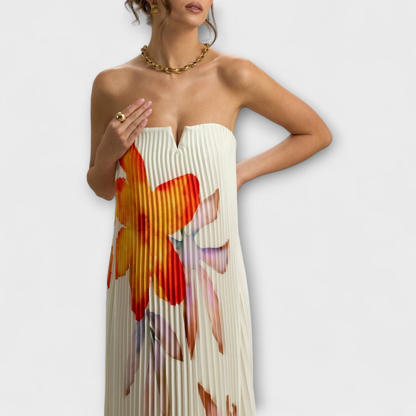 Michelle - Sweetheart Maxikleid mit Orangenblüten