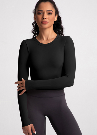 T-Shirt mit Knoten – Langarm – Integrierter BH