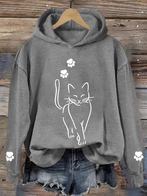 Locker Geschnittener Katzenpullover für Damen