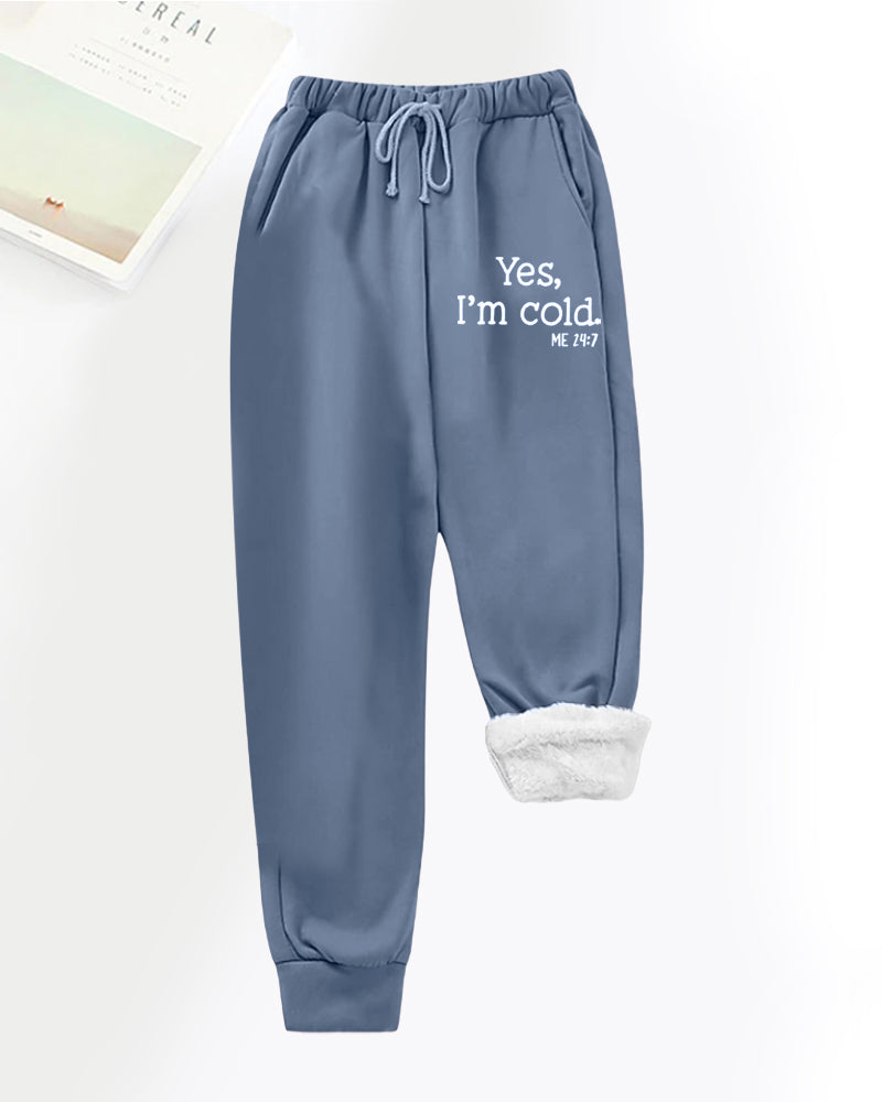 Rosa Jogginghose mit Fellbündchen für Damen