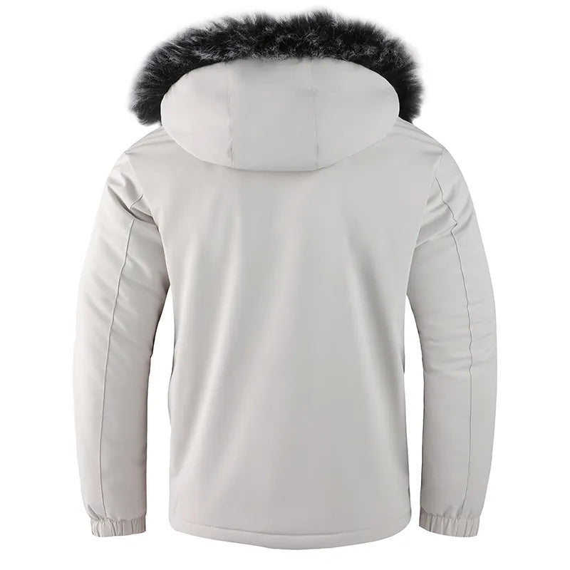 Wasserdichte Kunstfell-Kapuzen-Winterjacke für Herren