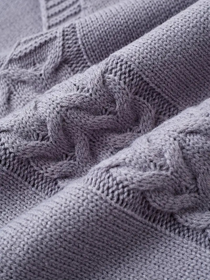 SCHICKER V-AUSSCHNITT KABELSTRICKPULLOVER FÜR FRAUEN | ELEGANTER STRICKSTIL