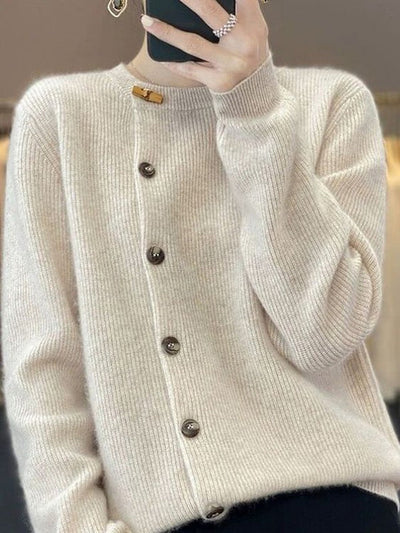 Asymmetrische Strickjacke in Beige für Damen