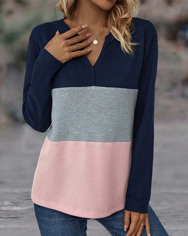 Farbblock-Strickpullover für Damen
