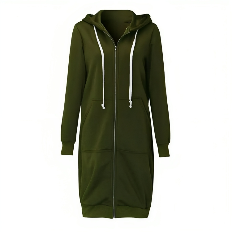 Stylischer Langer Zip-Up Kapuzenpullover mit Taschen für Damen