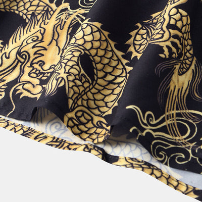 Komfortables Herren Kurzarm Hemd im Drachen Design