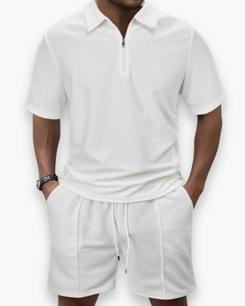 Herren Freizeit Set mit Zipper Polo | Leichtes Sommer Outfit