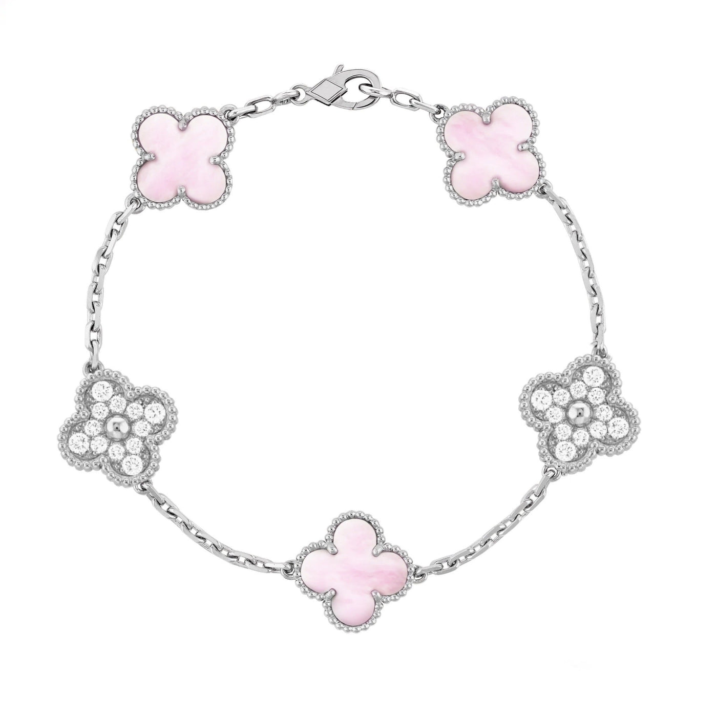 DELUXE KLEEBLATT ARMBAND | SILBER PINK