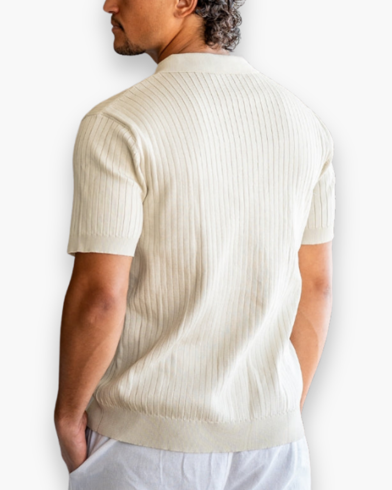 Herren Elegantes Geripptes Poloshirt | Klassisch