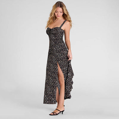 Freya | Langes Blumenkleid mit Trägern