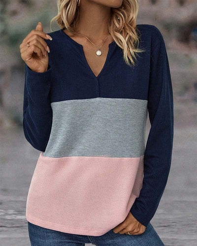 Farbblock-Strickpullover für Damen