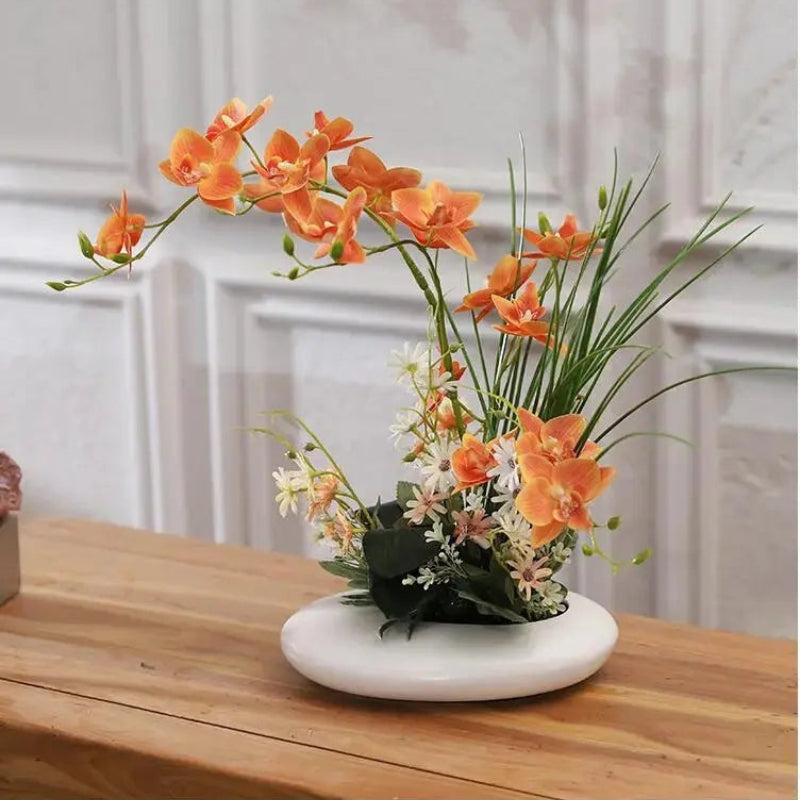 OrchidElegance künstliches Orchideensortiment – Lebensechte Blumenarrangement in einer modernen Vase