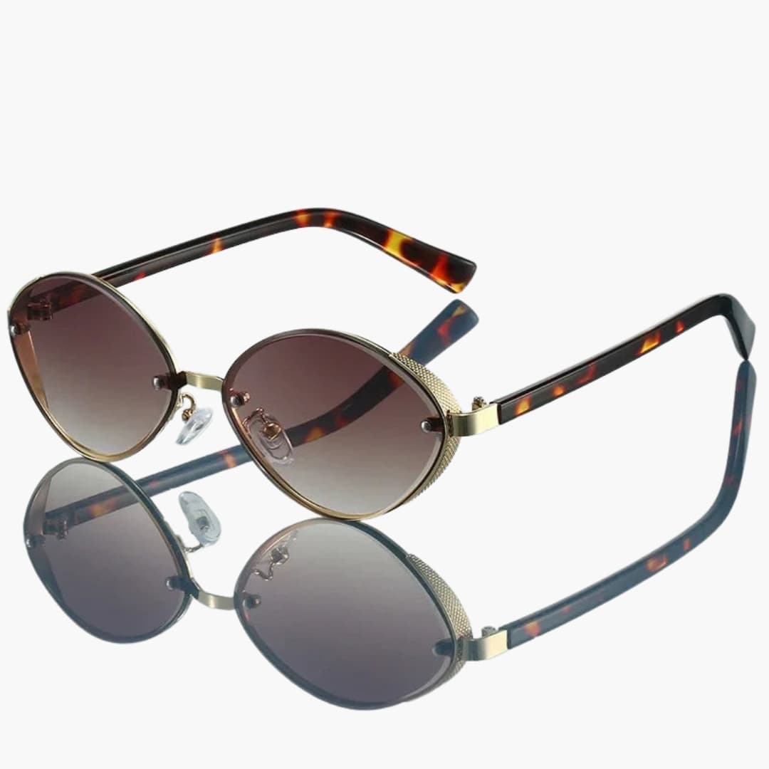 Damen Sonnenbrille mit ovalem Metallrahmen und UV400-Schutz