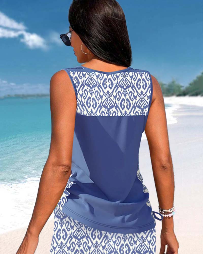 Helena - Tankini mit geometrischem Muster und V-Ausschnitt