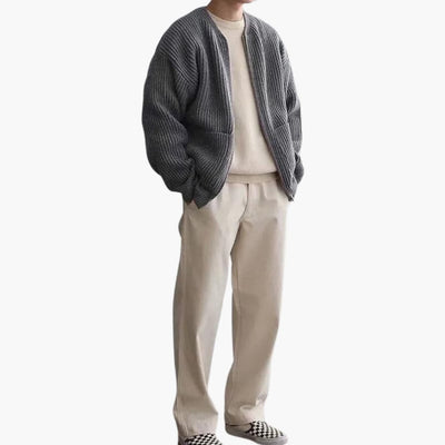 Strickjacke für Herren - Leichte Sommerjacke mit Reißverschluss für warme Tage