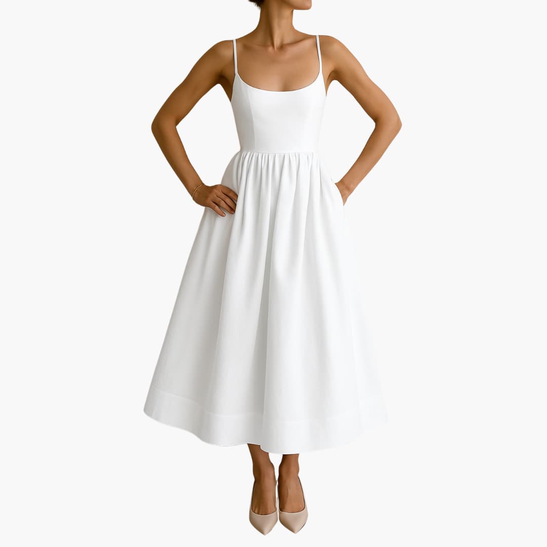Midikleid Ärmelloses - Sommerkleid für Damen mit Faltenrock