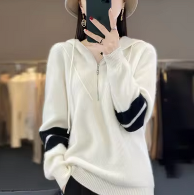 Strickpullover mit Kapuze für Frauen