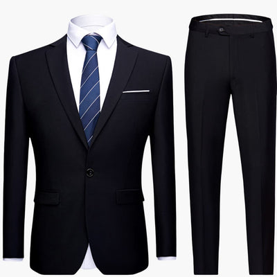Herren Zweiteiler Anzug mit Blazer und flacher Front Hose
