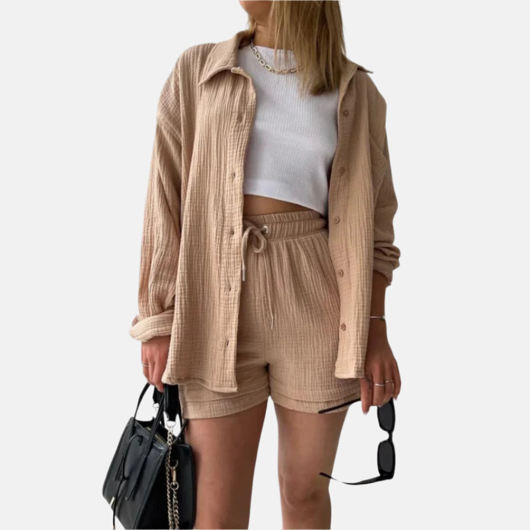 Musselin Zweiteiler für Damen - Leichtes Co-ord Set für den Sommer