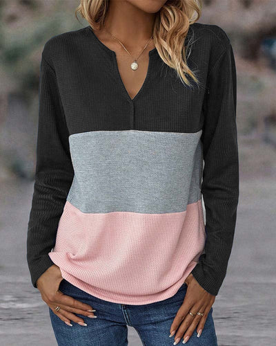 Farbblock-Strickpullover für Damen