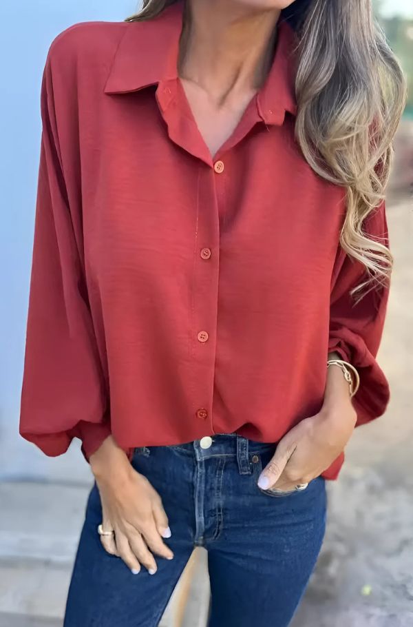 Bluse mit Knopfleiste | Lockerer Schnitt | Fließendes Material