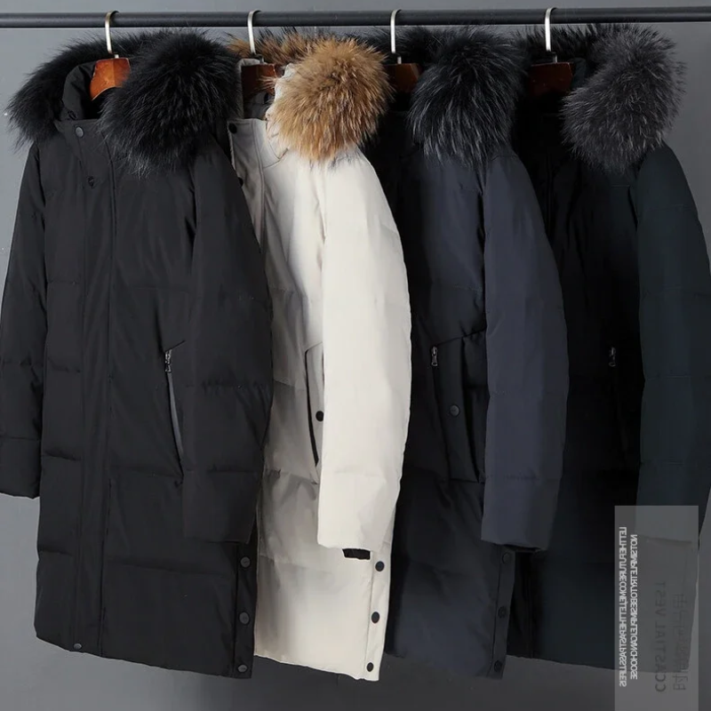 Zip-up Parka Jacke mit Pelzkapuze für Herren