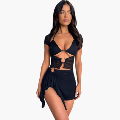 Cut-Out Co-Ord Zweiteiler - Damen Sommerlook für den Strand