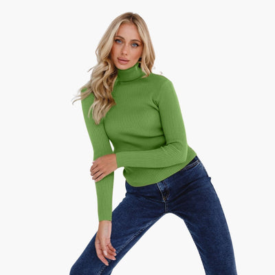 Damen Turtleneck Pullover mit gerippten Bündchen und Saum