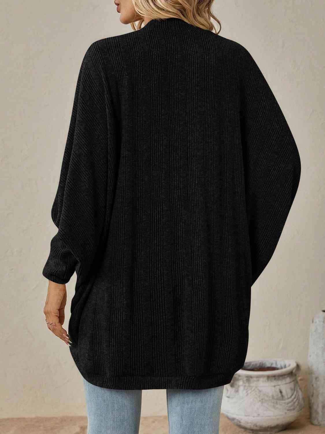 Lose Schulter Gerippte Strickjacke für Damen