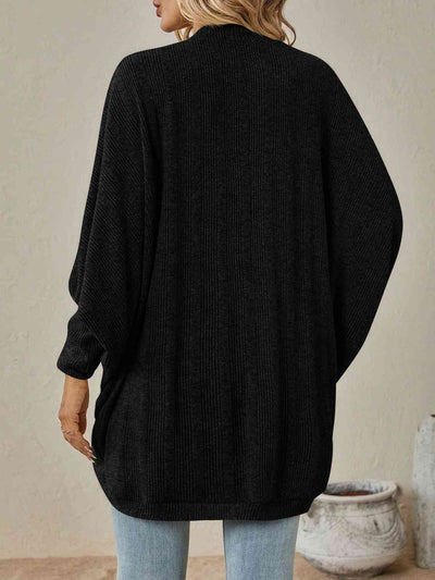 Lose Schulter Gerippte Strickjacke für Damen
