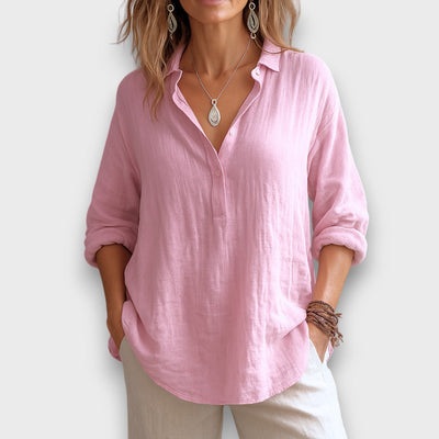 Anelle – Leinenbluse mit V-Ausschnitt