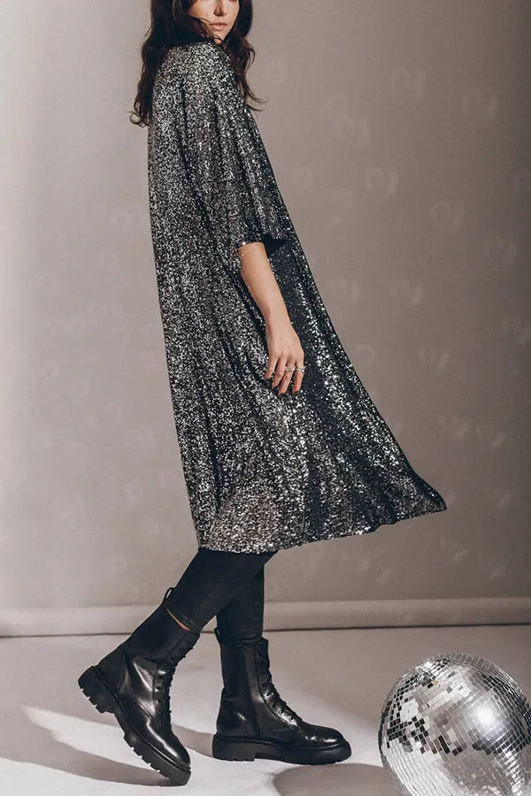 Kimono-Strickjacke mit Pailletten für Frauen