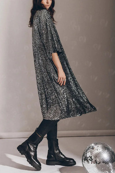 Kimono-Strickjacke mit Pailletten für Frauen
