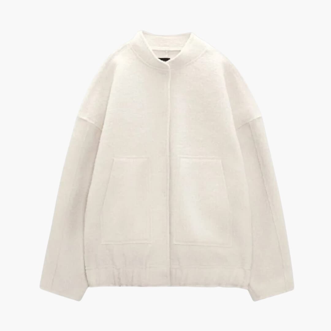 Damen Oversized Jacke mit offenem Frontdesign und aufgesetzten Taschen