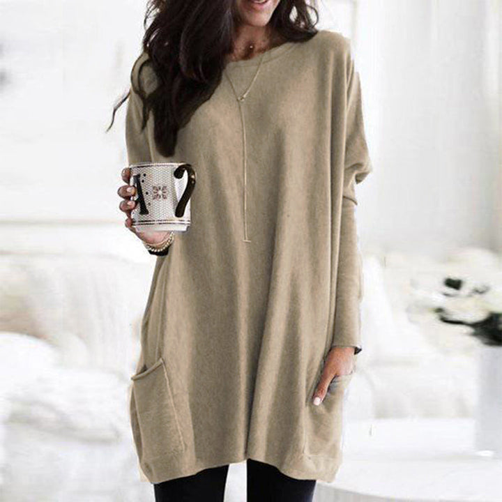 Langärmeliger Pullover mit Taschen für Frauen