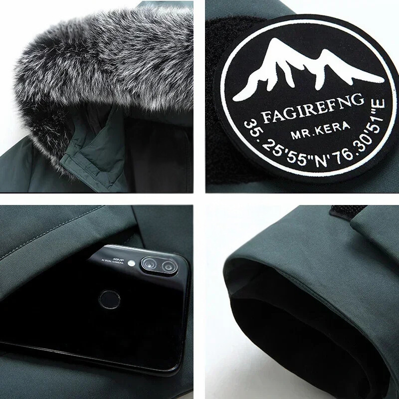 Winterparka mit Abnehmbarem Pelzkragen für Herren
