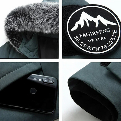 Winterparka mit Abnehmbarem Pelzkragen für Herren