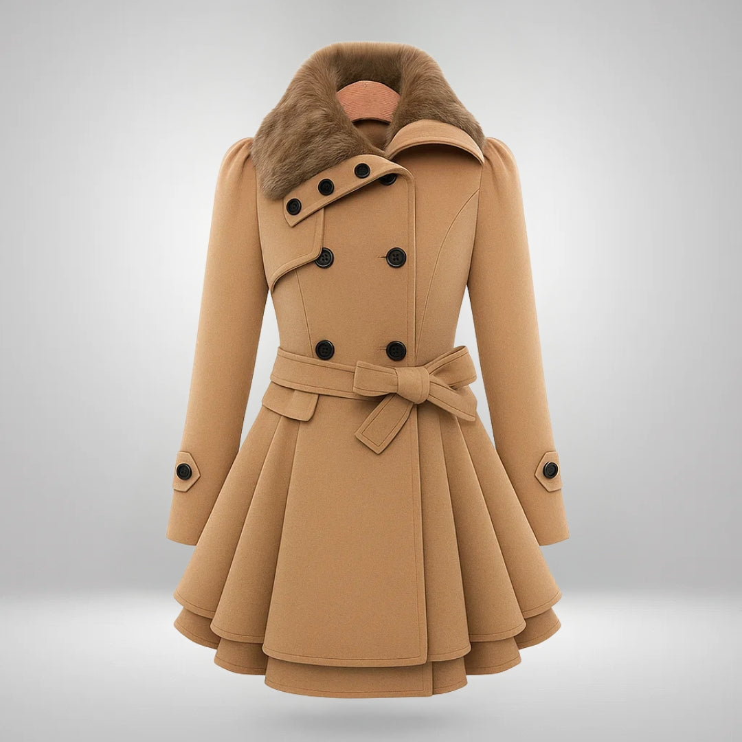 Yena™ | Schicker Trenchcoat mit veganem Pelz