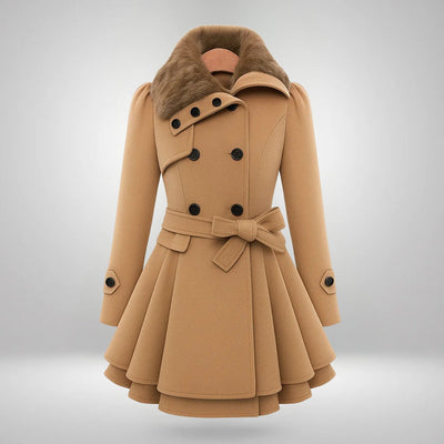 Yena™ | Schicker Trenchcoat mit veganem Pelz