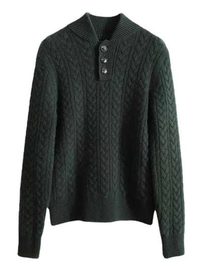 Zopfstrickpullover mit Knopfleiste für Damen