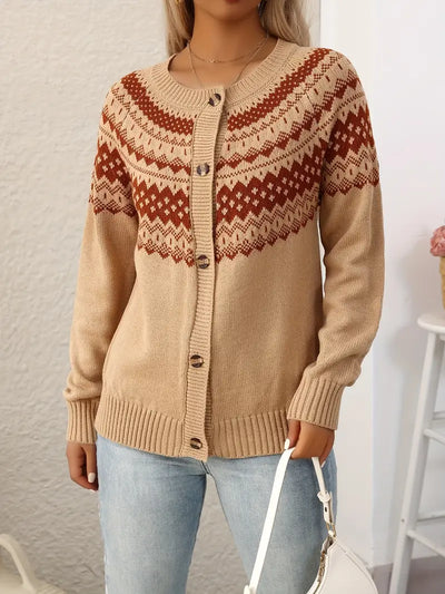 ELEGANTER GEOMETRISCHER MUSTER STRICKCARDIGAN | MODERNER STIL, KOMFORTABEL, VIELSEITIG
