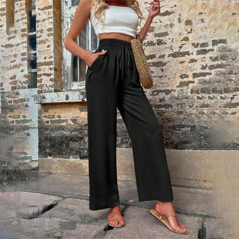 Sommerhose für Damen - Luftige Weite Hose mit Gummiband
