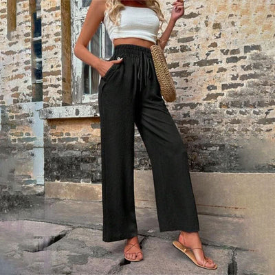 Sommerhose für Damen - Luftige Weite Hose mit Gummiband