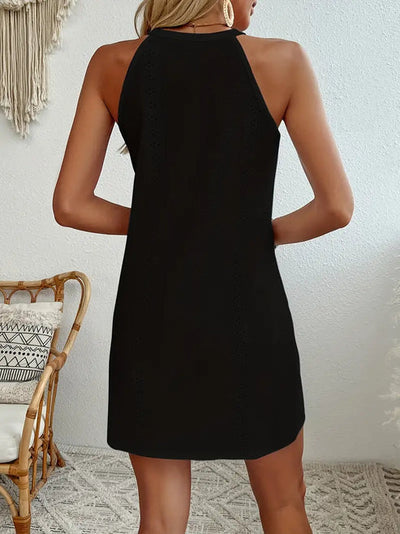 Alyssa | stilvolles schwarzes neckholder-kleid