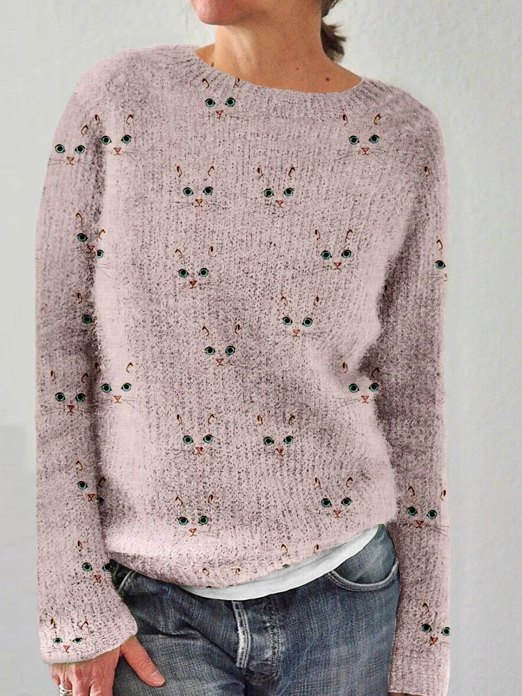 Gemütlicher Katzengesichts-Pullover für Damen