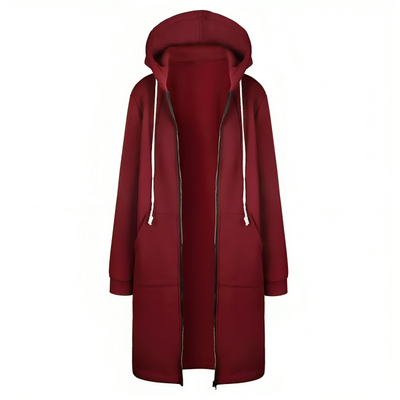 Stylischer Langer Zip-Up Kapuzenpullover mit Taschen für Damen