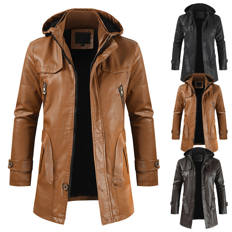 Doppelkragen-Lederjacke für Männer