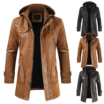 Doppelkragen-Lederjacke für Männer
